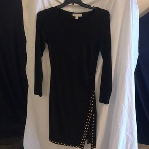 Long sleeve, gold embellished, side slit,